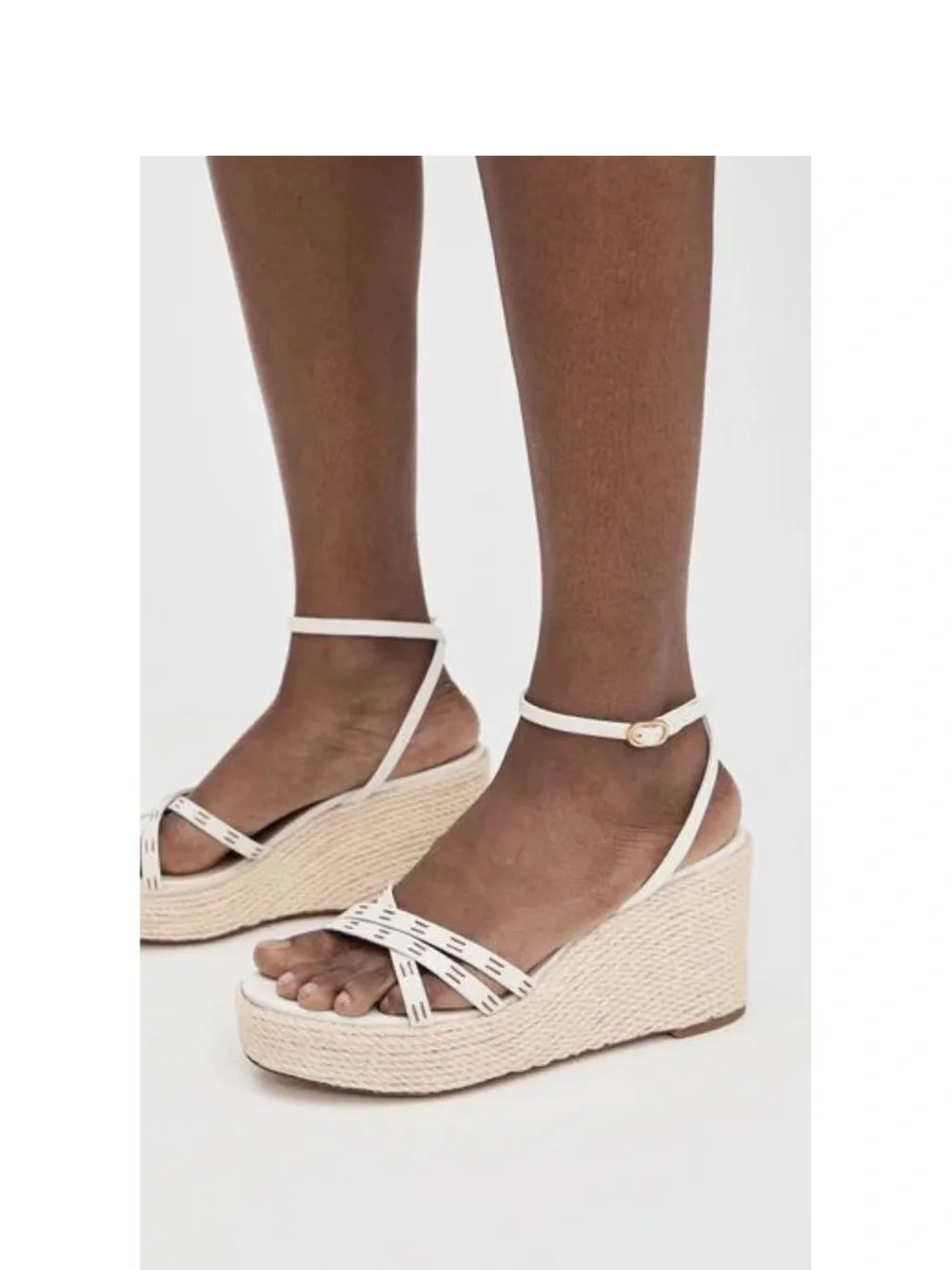 Veronica Beard Cream Woven Espadrille Wedge Sandals